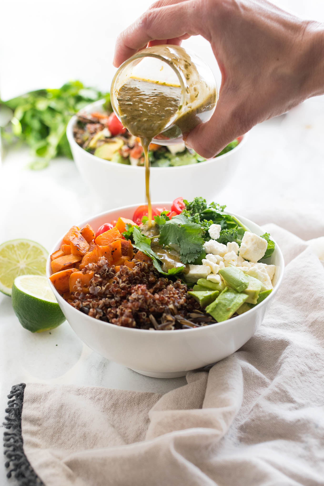 Cilantro Lime Quinoa Veggie Bowl is a protein and nutrient packed vegan and gluten free meal that works great for lunches throughout the week!