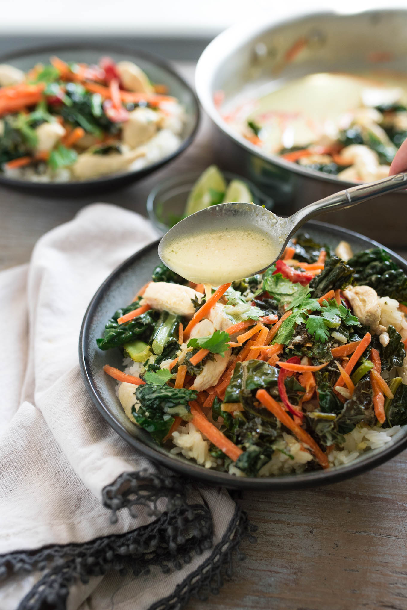 Ready in under 30- forget take out, try this naturally gluten and dairy free easy Green Curry with Chicken and Vegetables