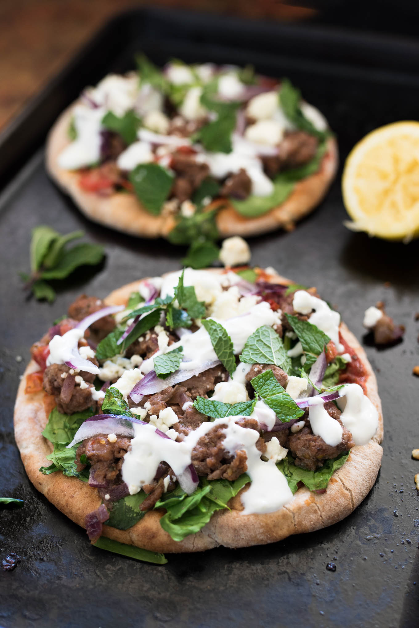 Lamb and Spinach Pita Pizza