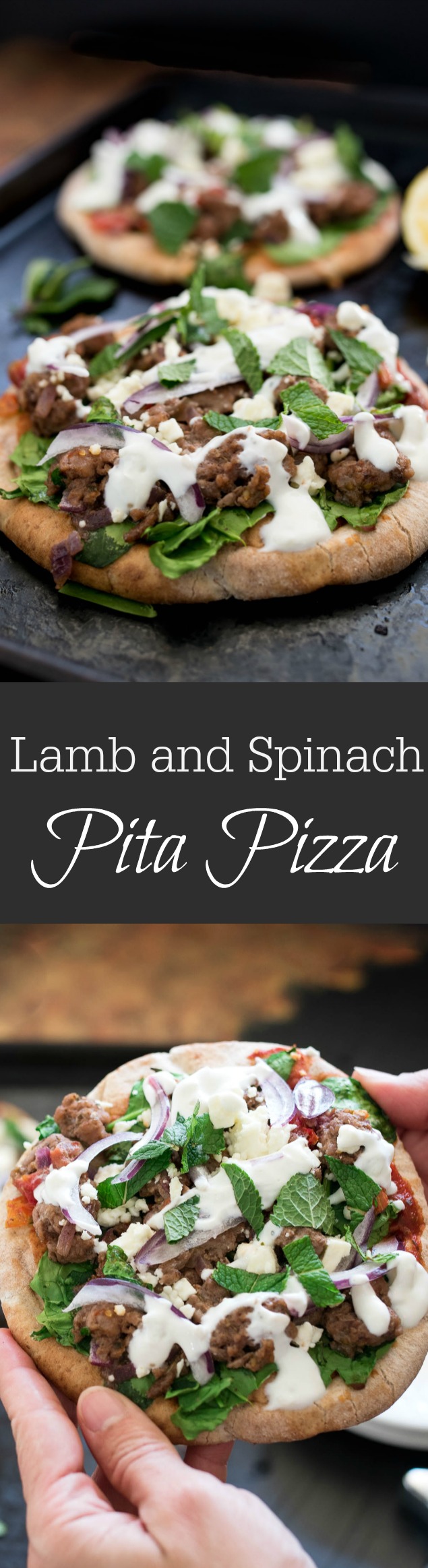 Lamb and Spinach Pita Pizza uses convenient pita bread for the crust and is flavor packed dish ready in under 30 minutes. 