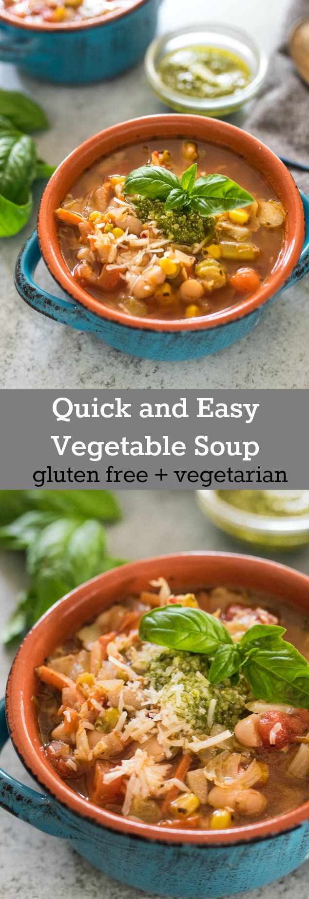 Quick and Easy Vegetable Soup with Pesto will nourish you from the inside out and will use up all those last bits of vegetables reducing waste in your kitchen.