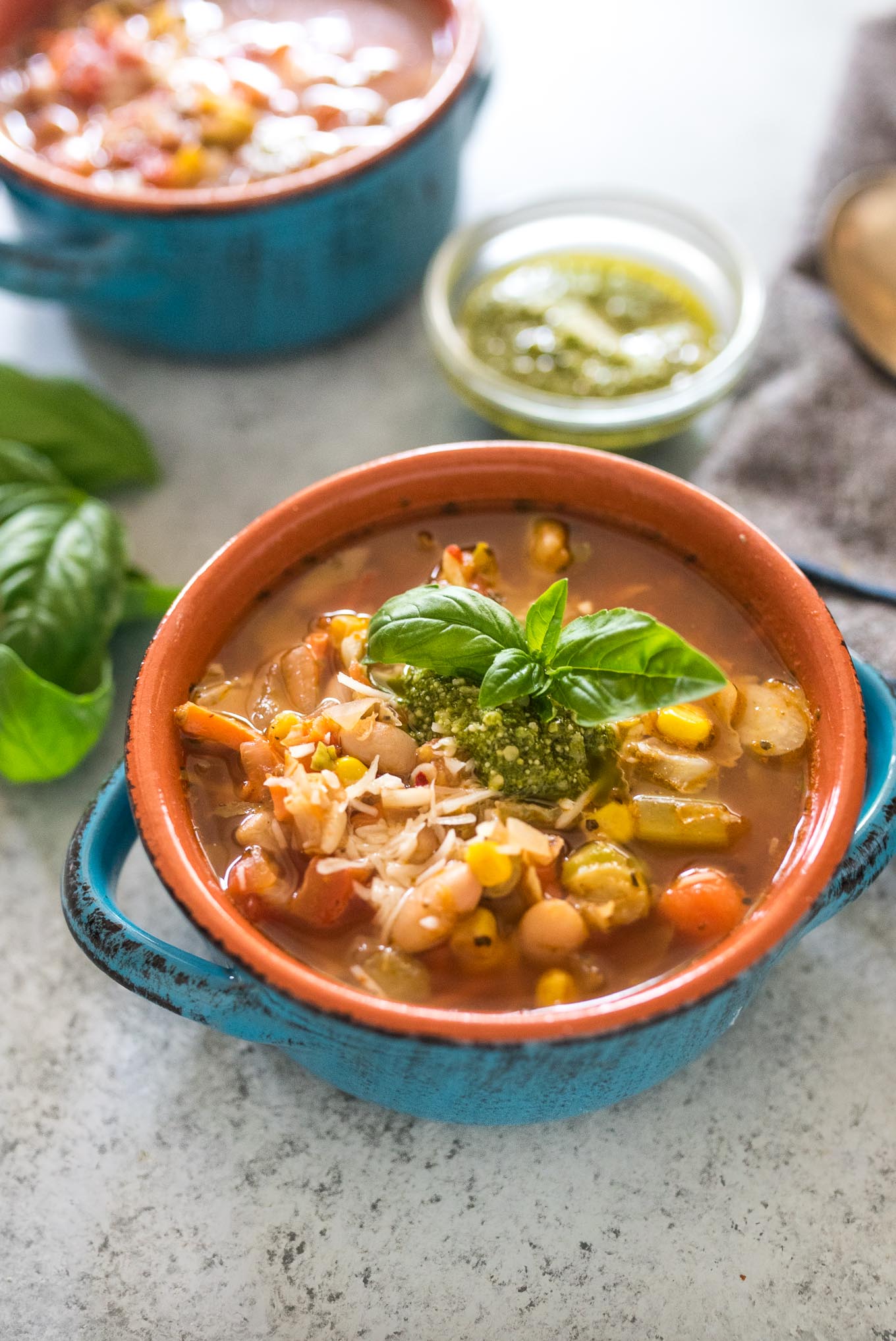 Quick and Easy Vegetable Soup with Pesto will nourish you from the inside out and will use up all those last bits of vegetables reducing waste in your kitchen.