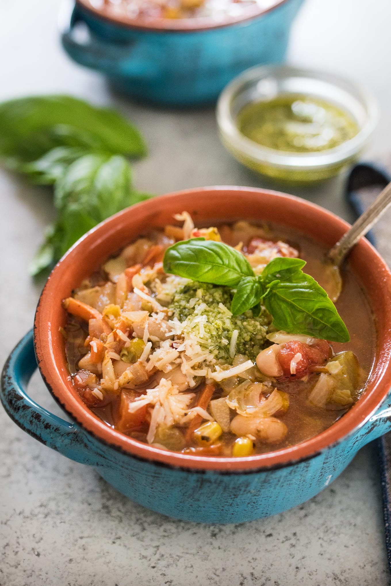 Quick and Easy Vegetable Soup with Pesto will nourish you from the inside out and will use up all those last bits of vegetables reducing waste in your kitchen.