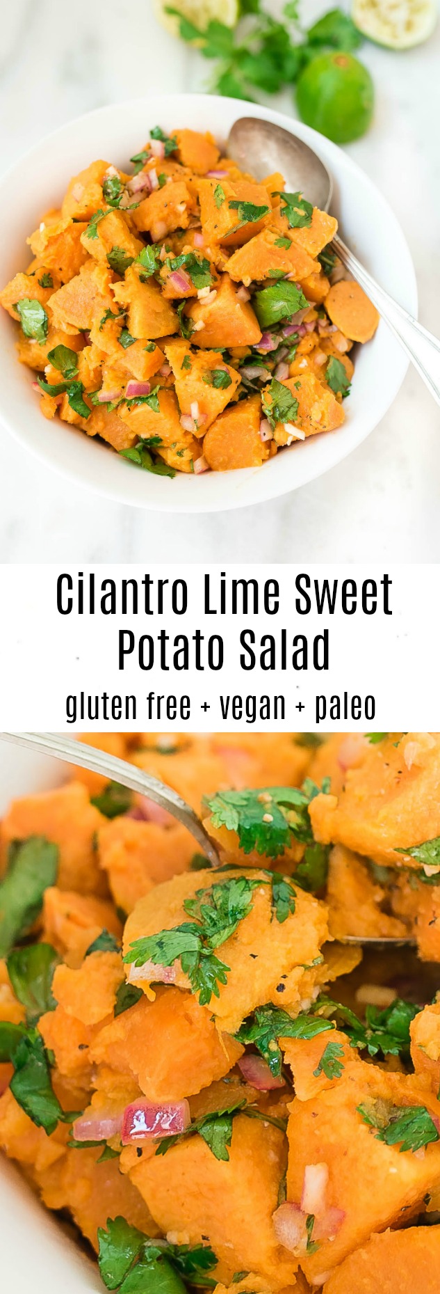 Cilantro Lime Sweet Potato Salad is bursting with flavor from the sweet potatoes and the garlicky and citrus dressing- it's a match made in heaven!