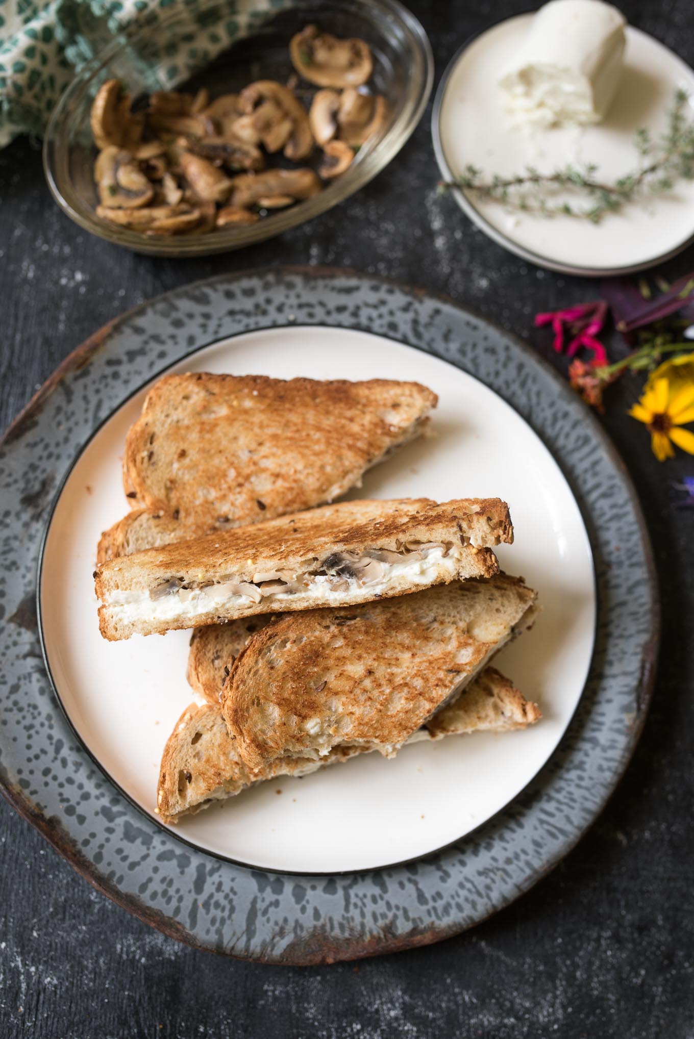 Grilled Goat Cheese Sandwiches with Mushrooms are simple yet gourmet, perfect for when you want grown-up flavors in a classic sandwich for any meal of the day.