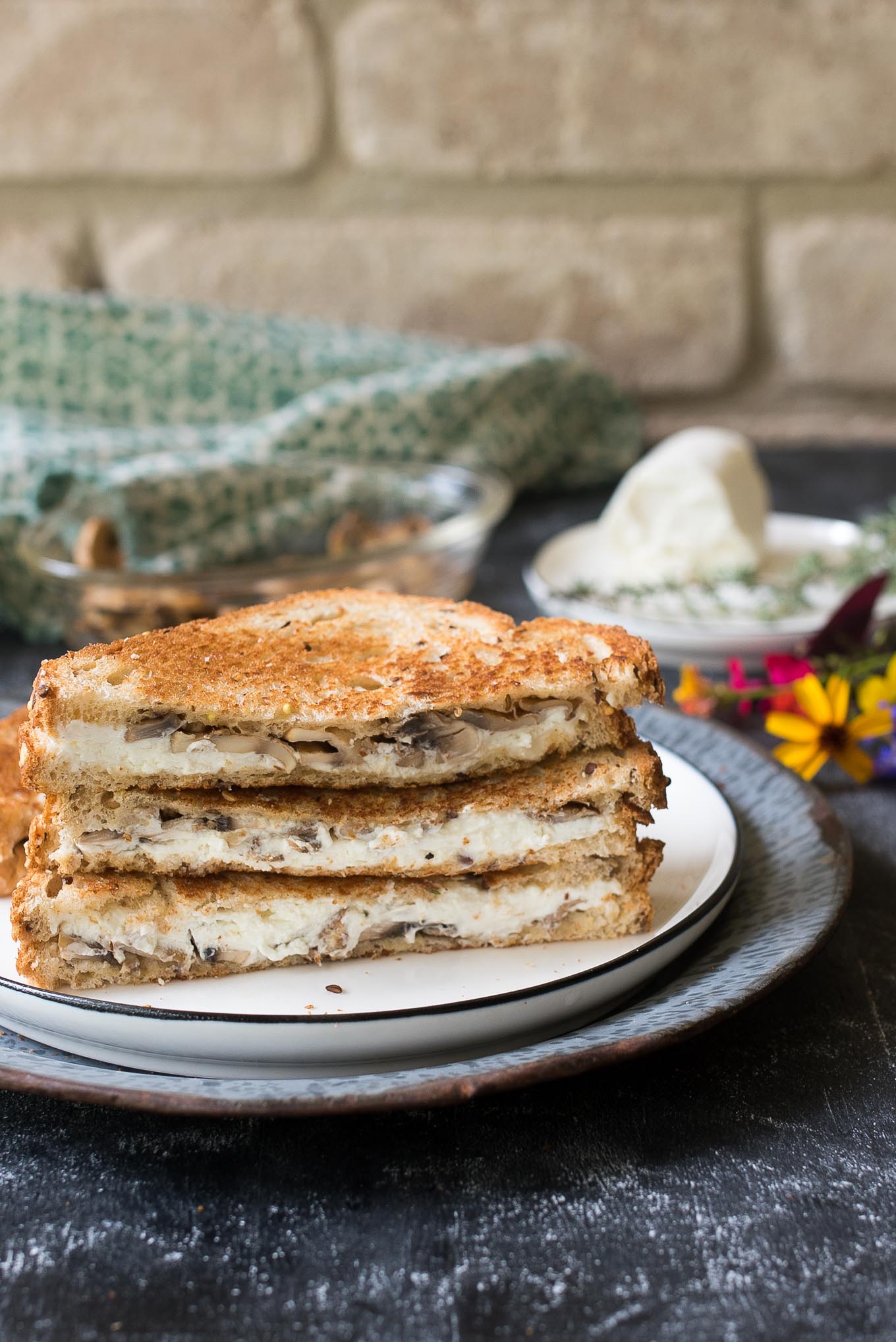 Grilled Goat Cheese Sandwiches with Mushrooms are simple yet gourmet, perfect for when you want grown-up flavors in a classic sandwich for any meal of the day.