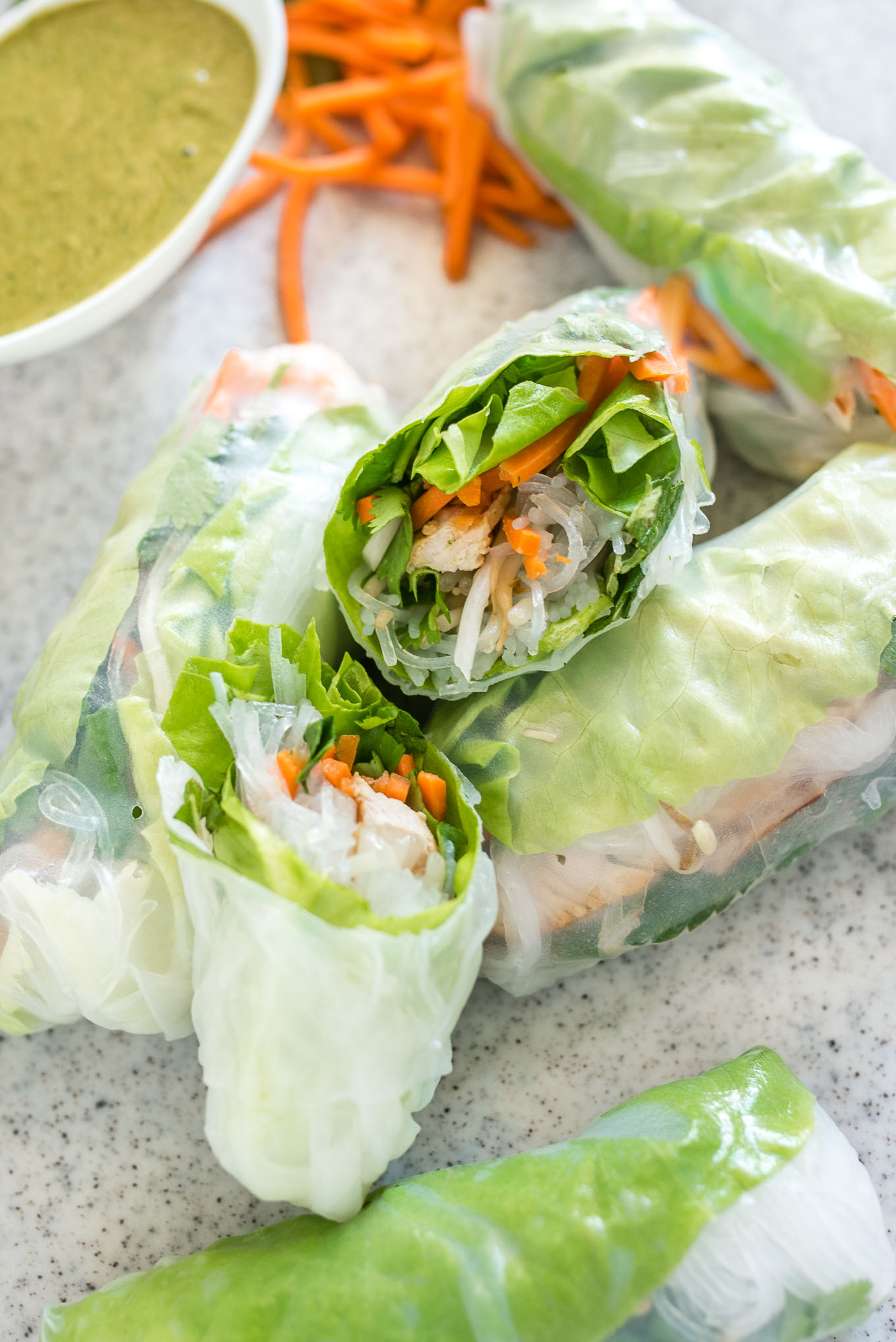Turkey Summer Rolls with Cilantro Peanut Dipping Sauce are like a salad meets juicy grilled strips of turkey rolled up into one fresh and healthy roll.