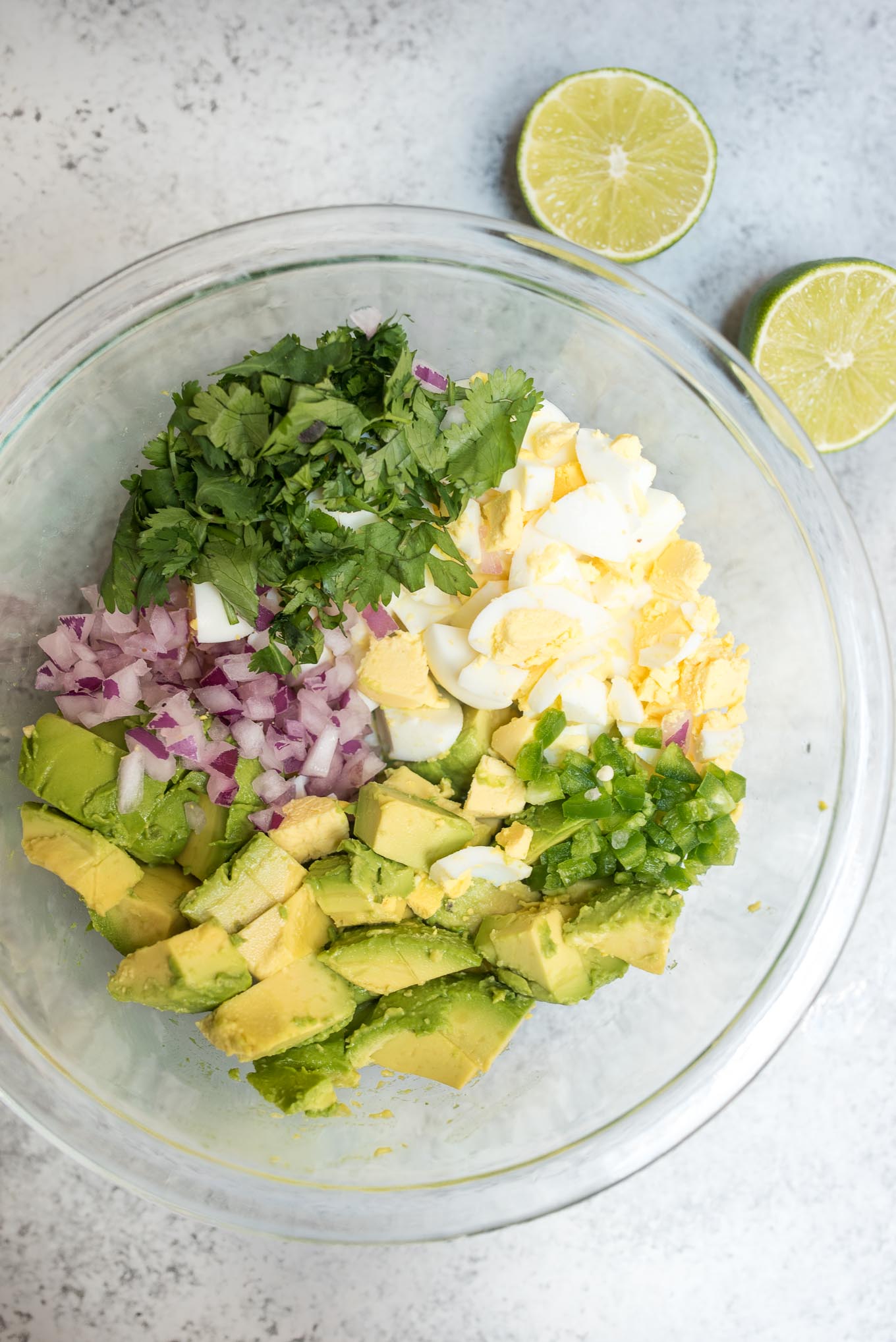 Guacamole Egg Salad prep bowl