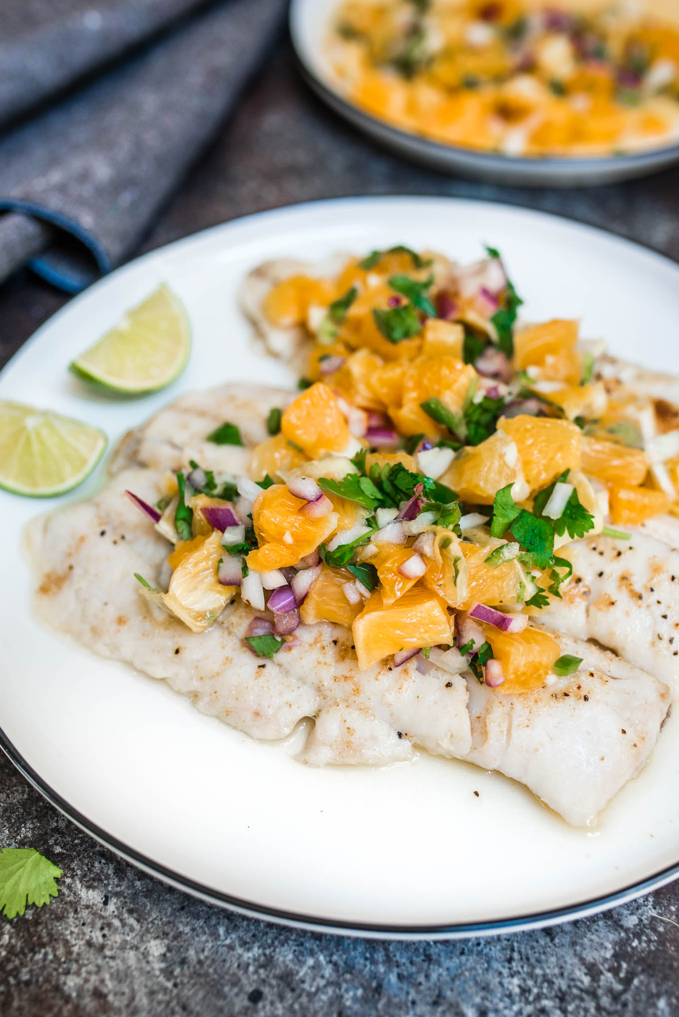 White Fish With Orange Salsa is a fresh and light dish that is gluten free, Whole 30 compliant and simple to prepare.