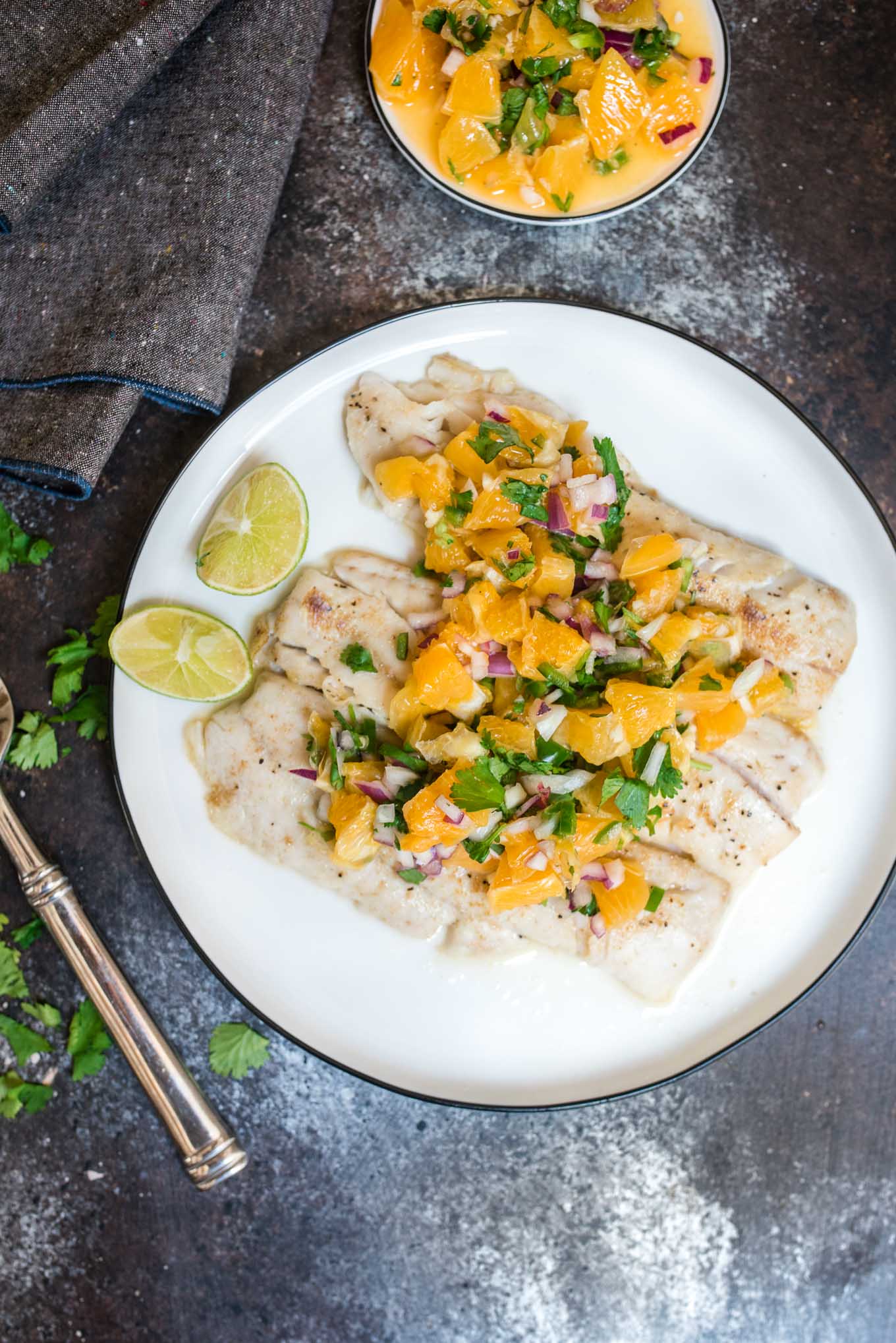 White Fish With Orange Salsa is a fresh and light dish that is gluten free, Whole 30 compliant and simple to prepare.