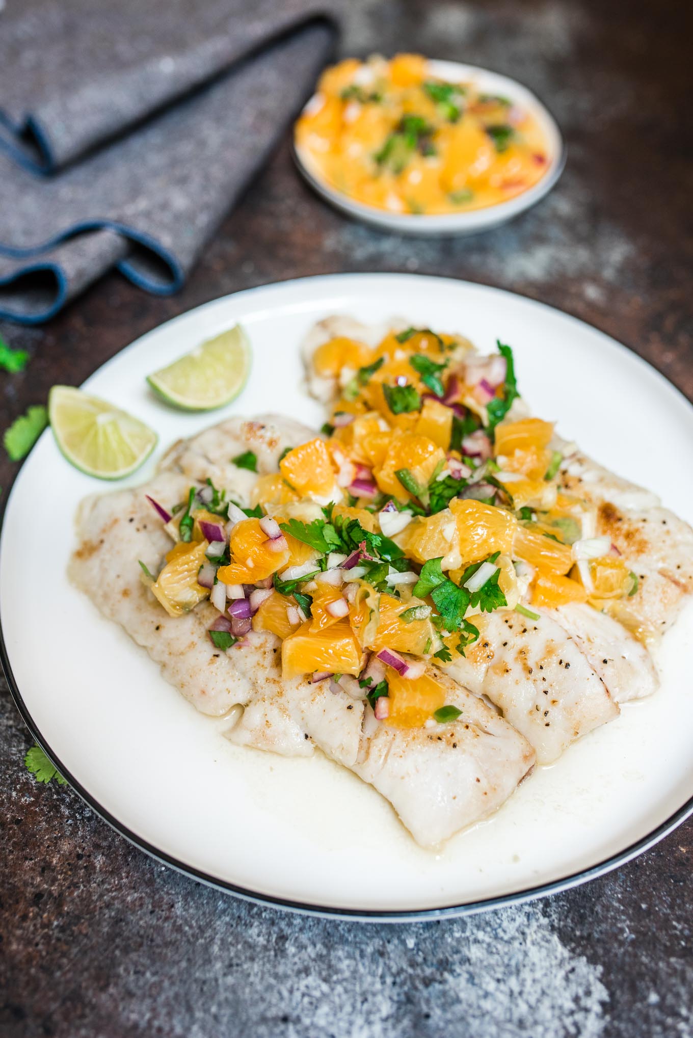 White Fish With Orange Salsa is a fresh and light dish that is gluten free, Whole 30 compliant and simple to prepare.