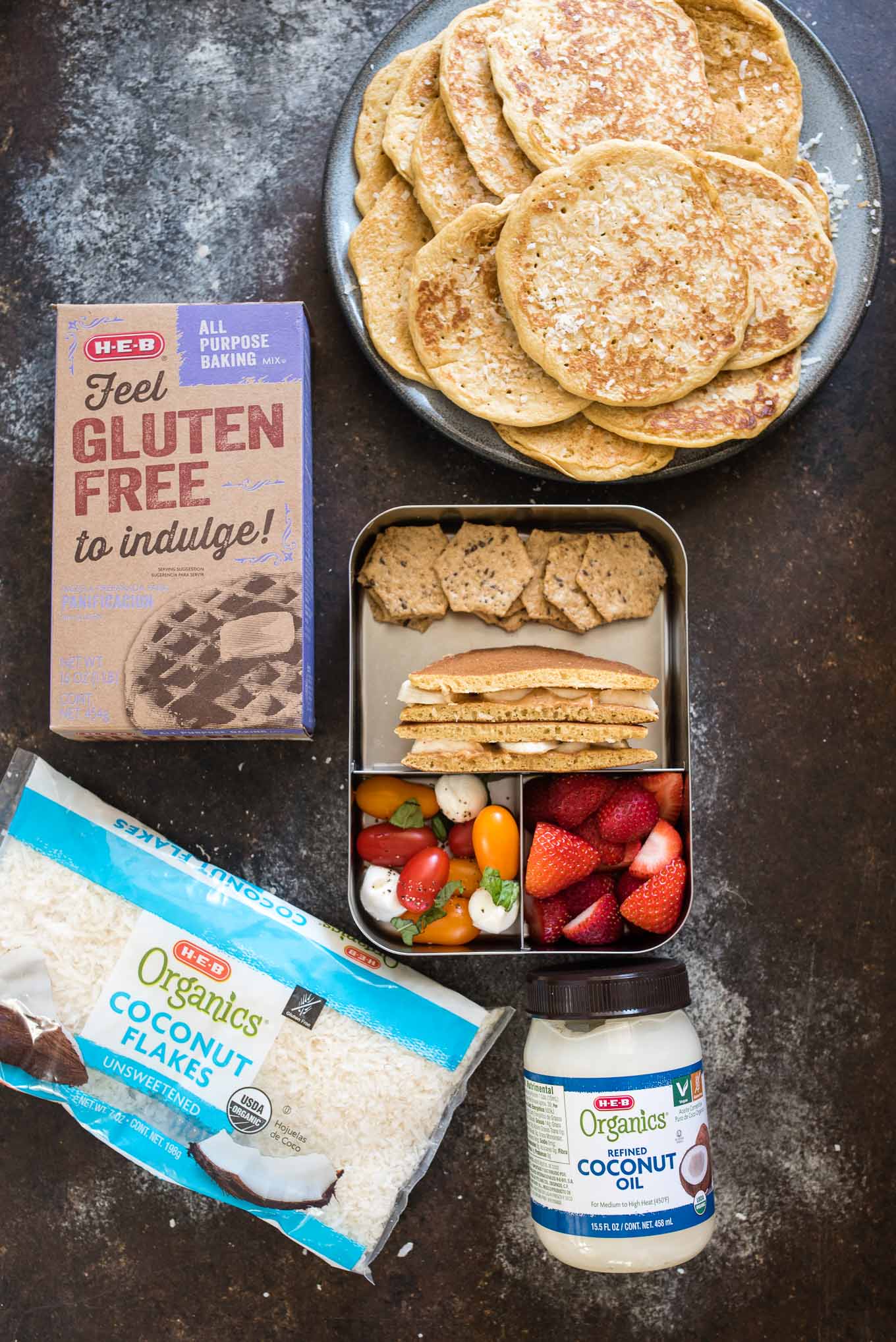Kids' Bento Box - Corn Cake Pancakes & Yogurt