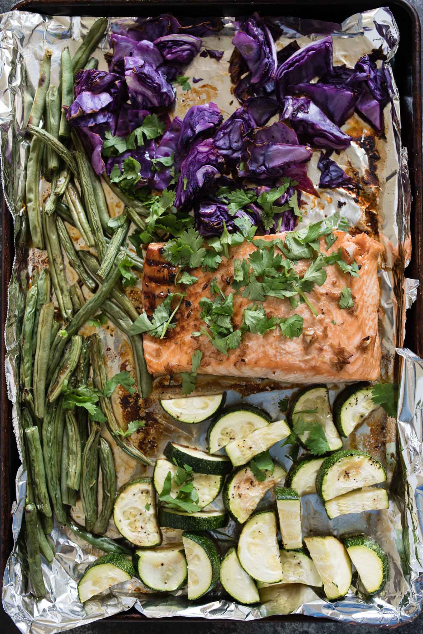 One Sheet Pan Asian Salmon and Veggies is for the healthy conscious salmon lover that wants an easy, tasty and healthy meal.