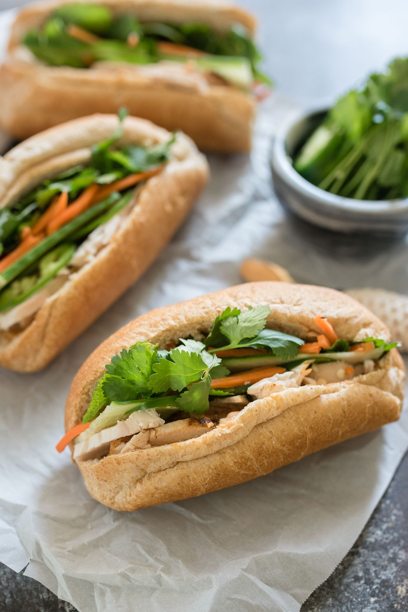 Easy Banh Mi sandwiches are a little spicy, packed with flavor and comes together in no time!