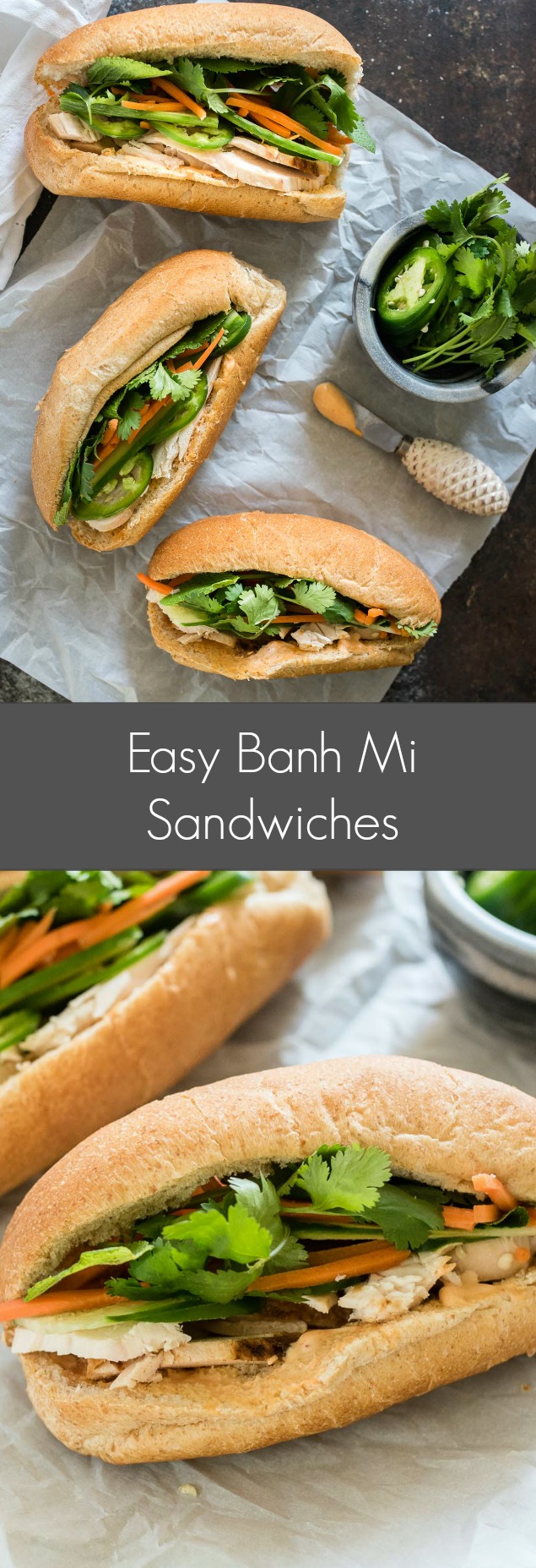 Easy Banh Mi sandwiches are a little spicy, packed with flavor and comes together in no time!