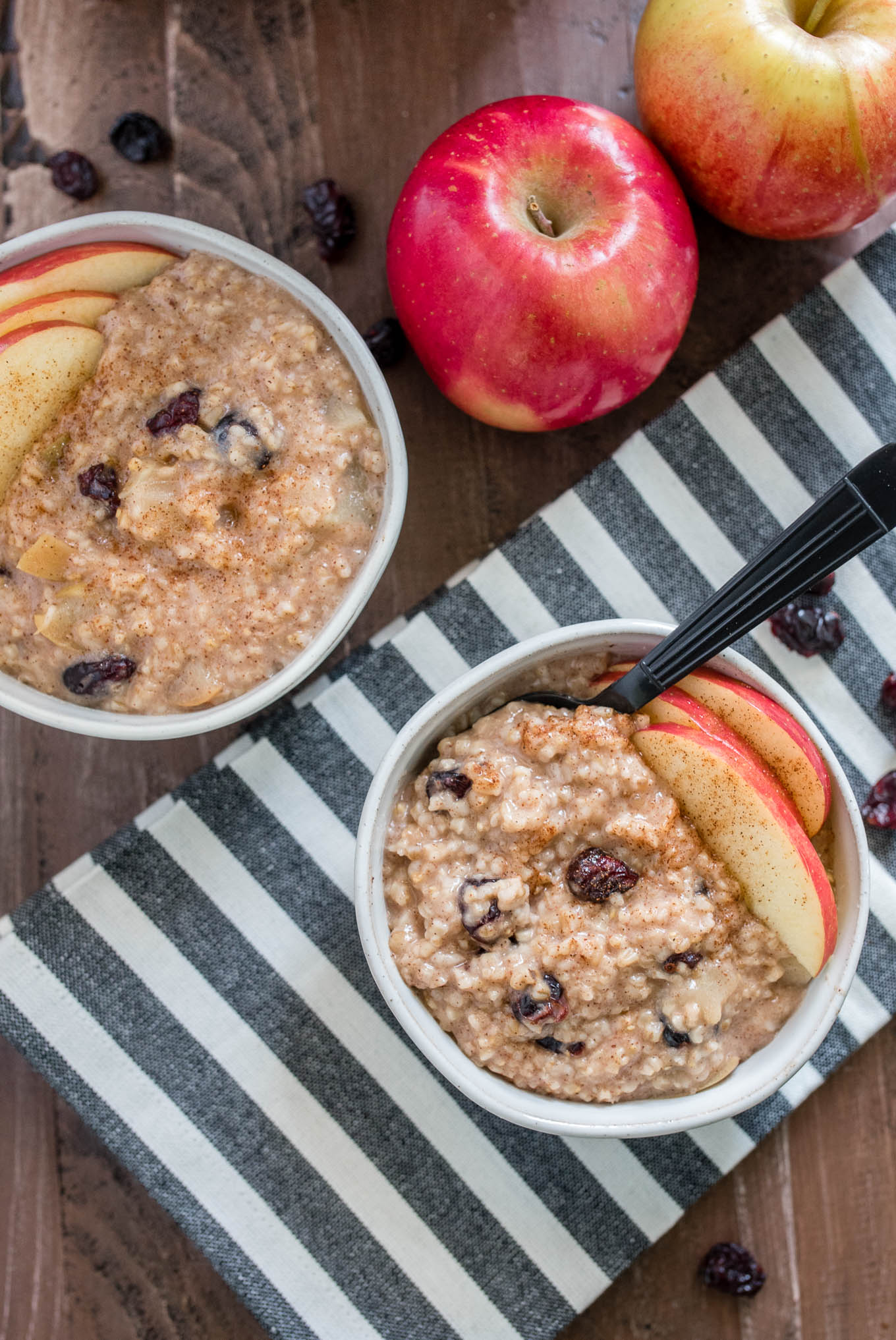 Instant Pot Apple Cranberry Steel Cut Oats are extra creamy and flavorful and you don't have to babysit the stovetop!