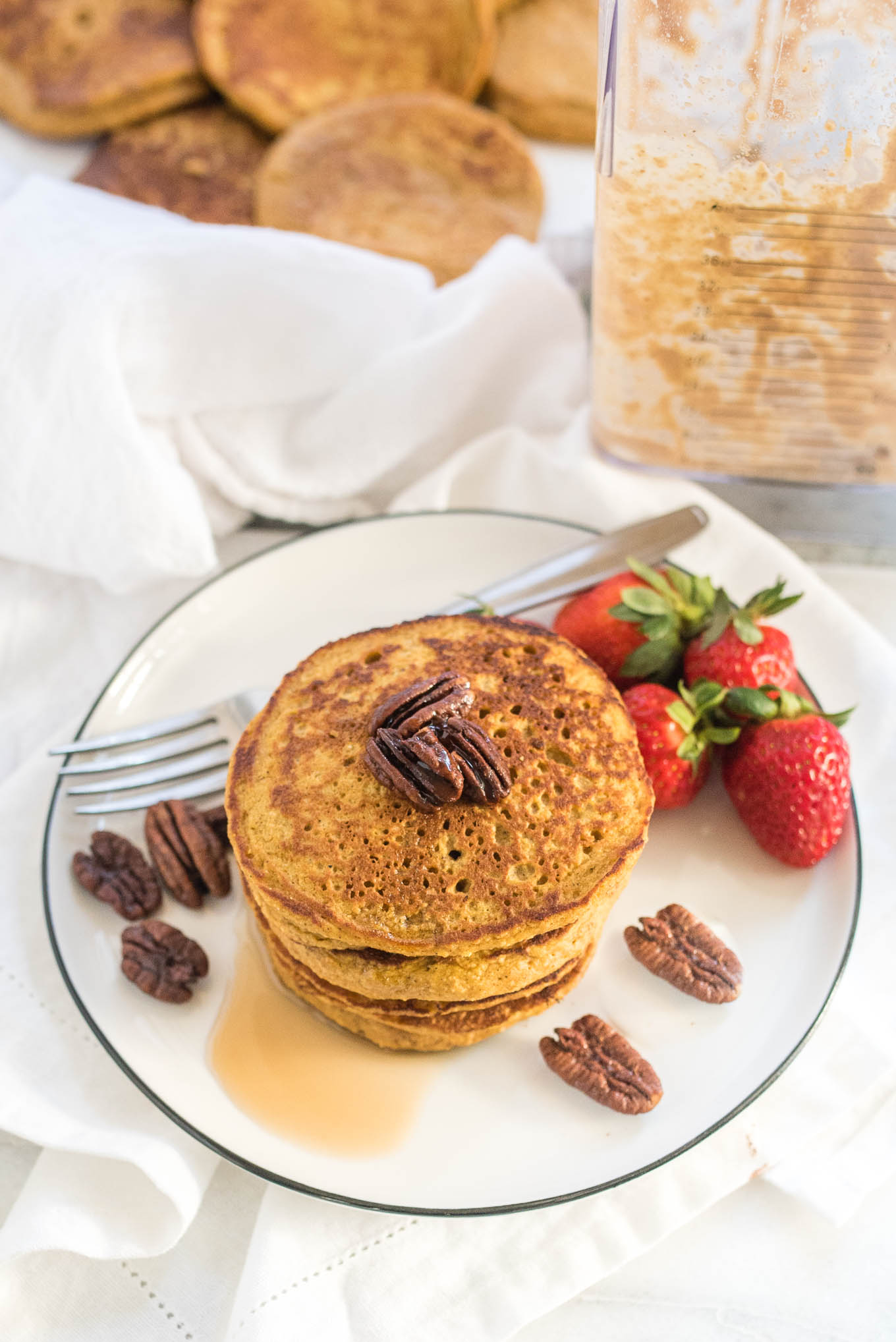 Sweet Potato Oat Blender Pancakes are made right in your blender and full of whole foods, nutritious ingredients. 