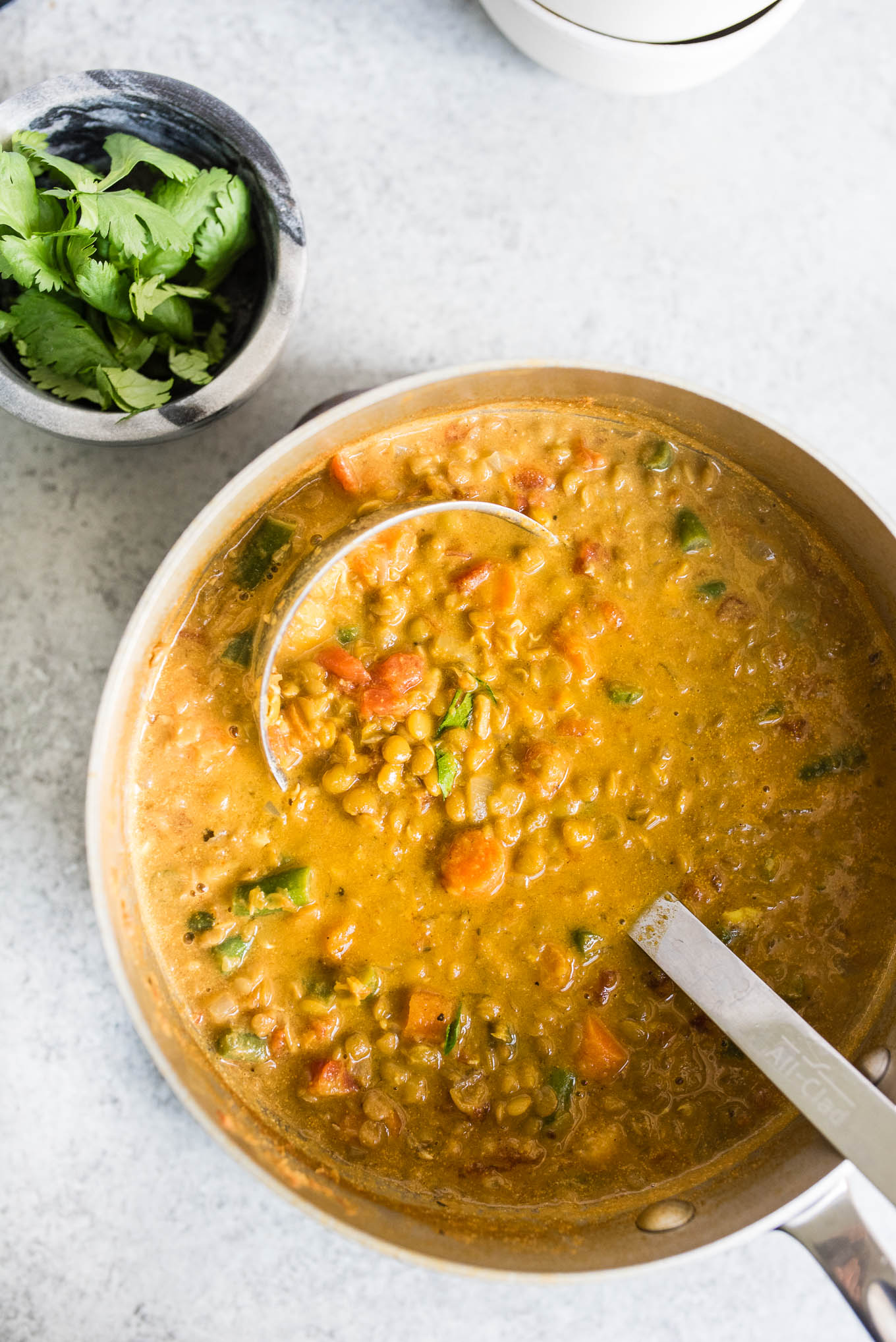 The Easiest Curried Lentil soup is vegan, protein packed and naturally gluten free. Perfect for a simple meatless meal.