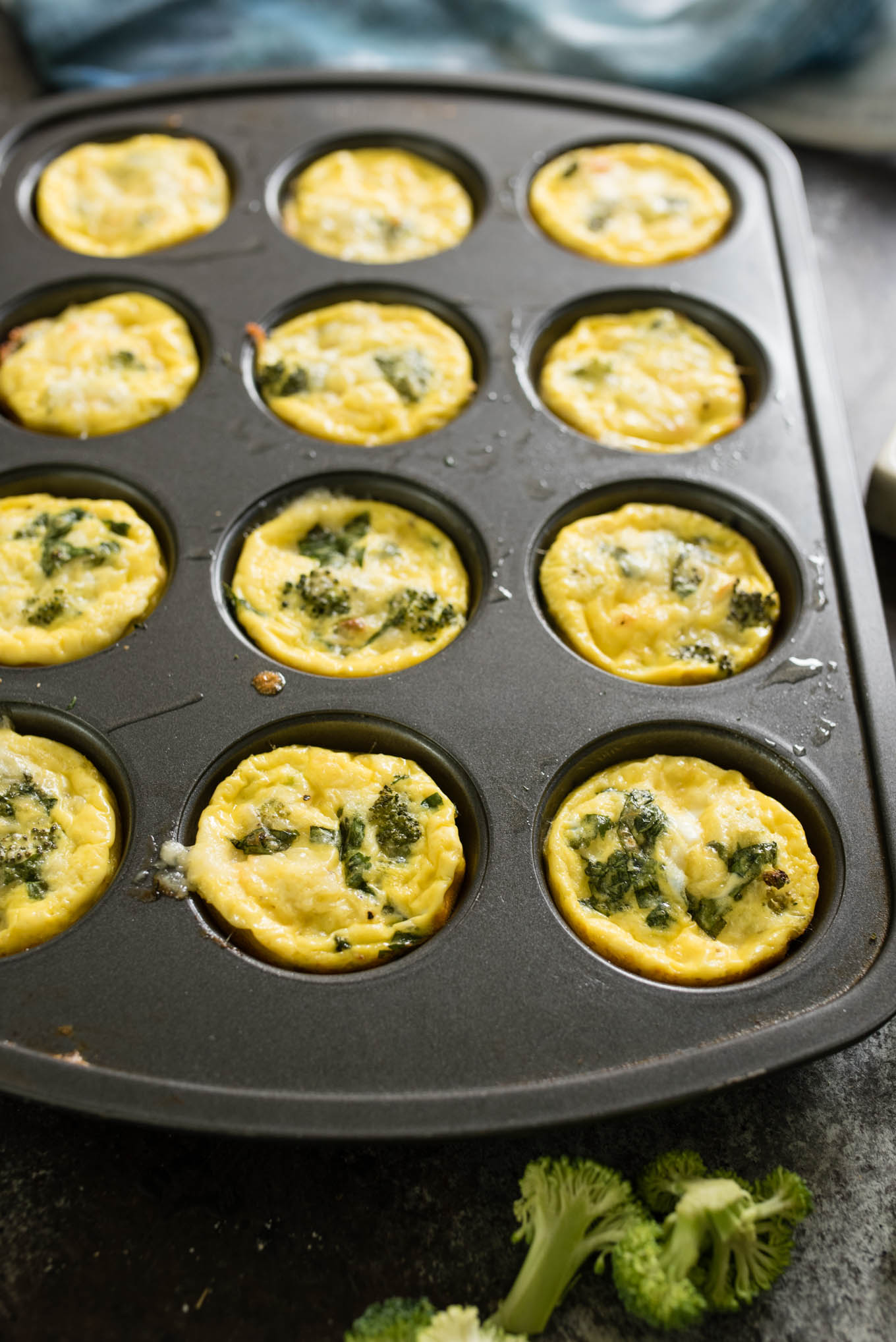 Broccoli Egg Muffins in Muffin Tin 