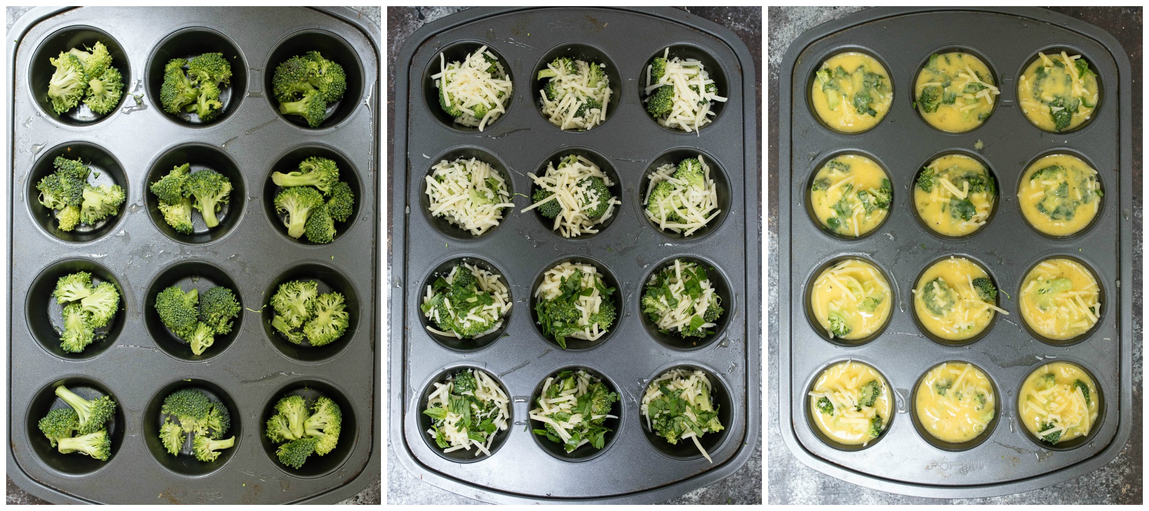 Broccoli, Cheese and Egg in a muffin tin