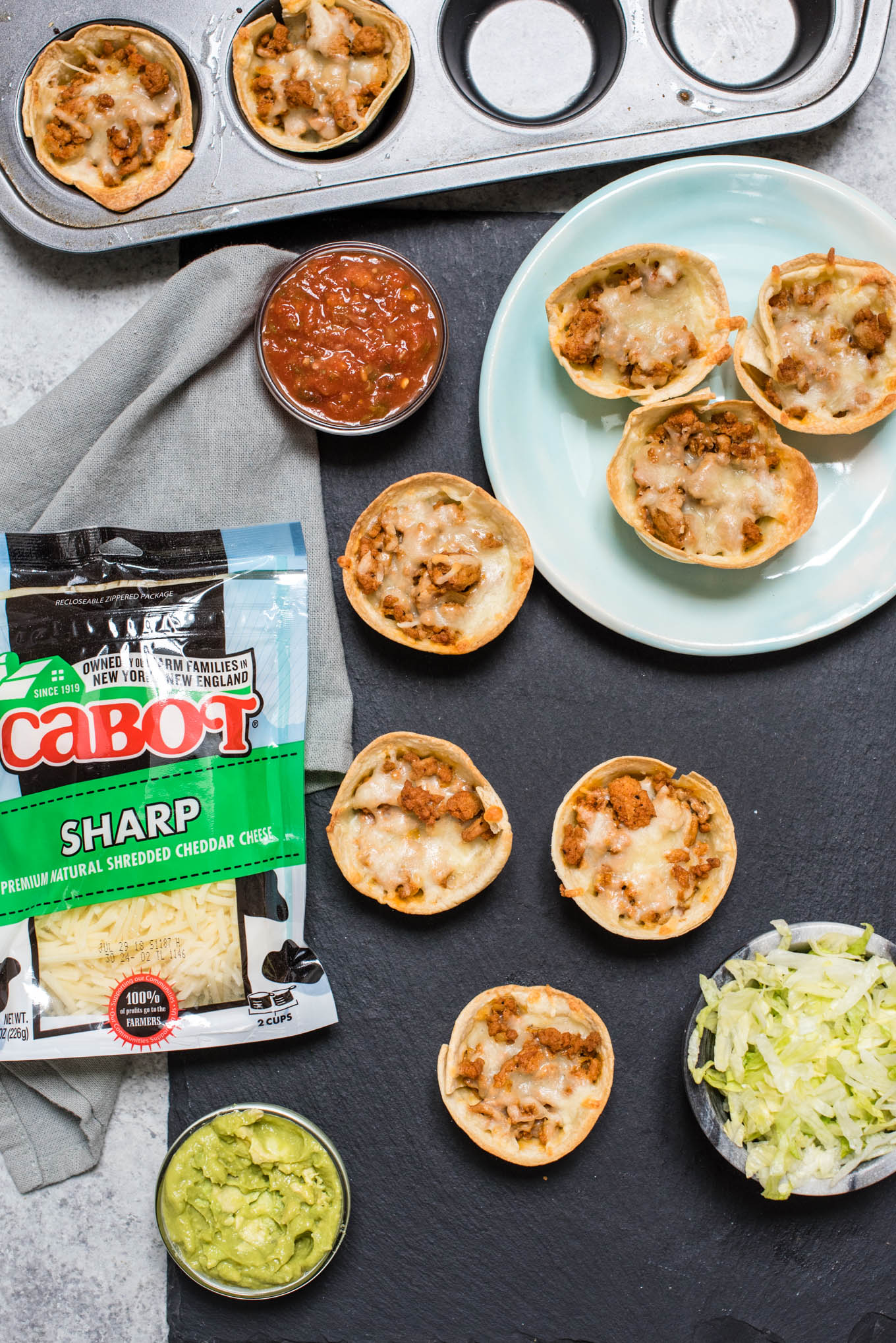 Turkey Taco Cups make a protein rich, hearty snack that will satisfy that after-school hunger!