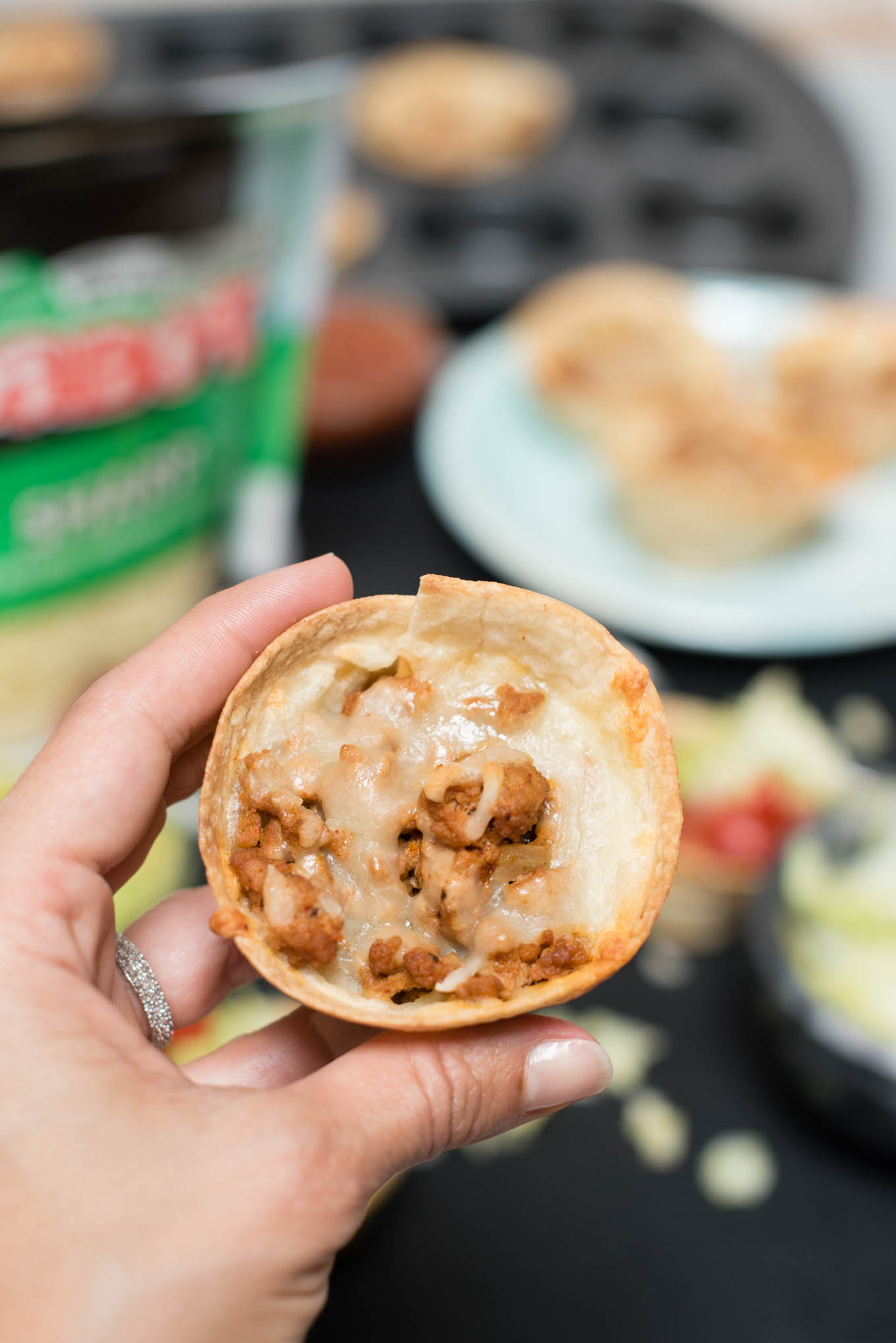 Turkey Taco Cups make a protein rich, hearty snack that will satisfy that after-school hunger!