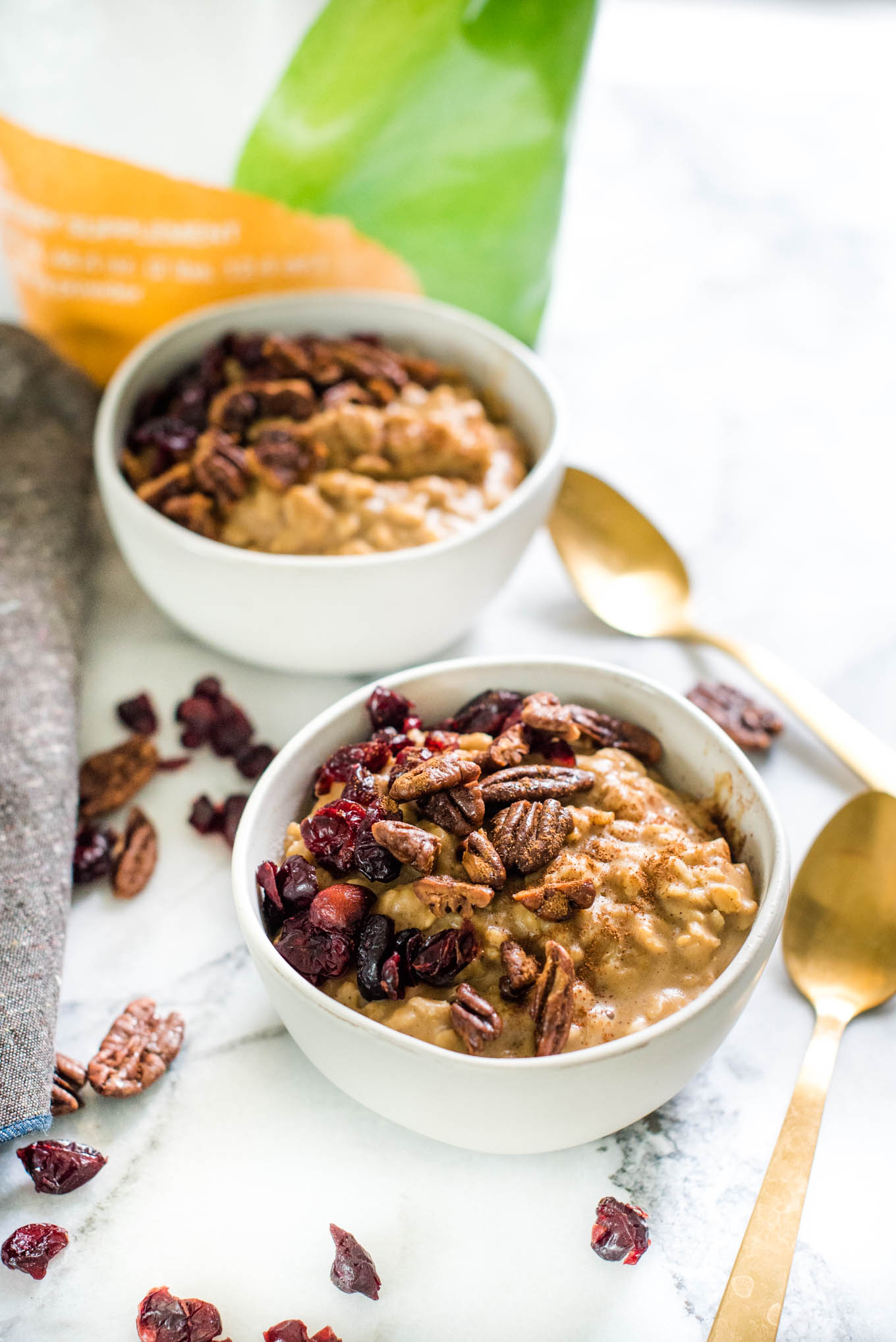 Pumpkin Chai Oatmeal in a bowl 