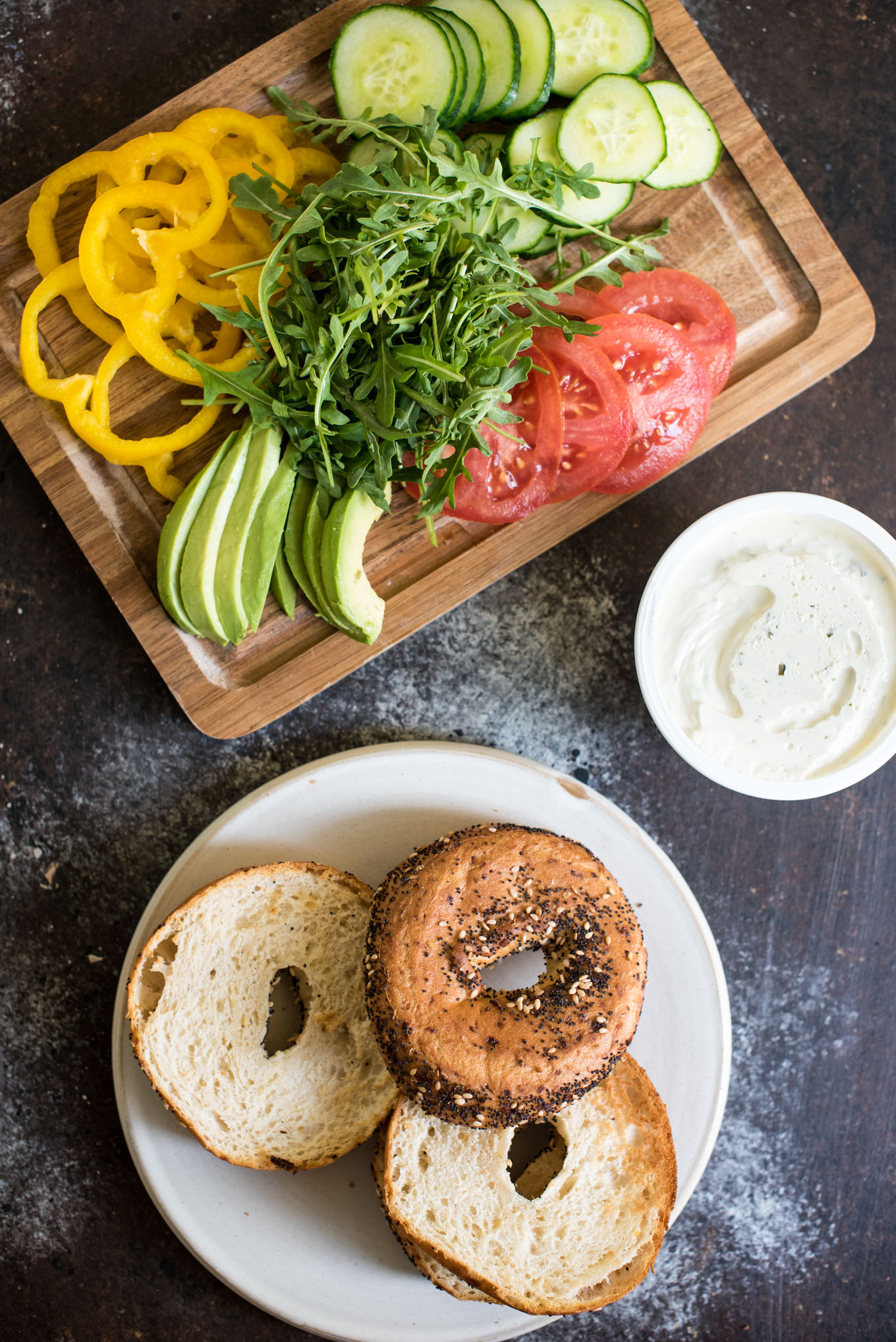 Veggies and Bagel for Bagel Sandwich 
