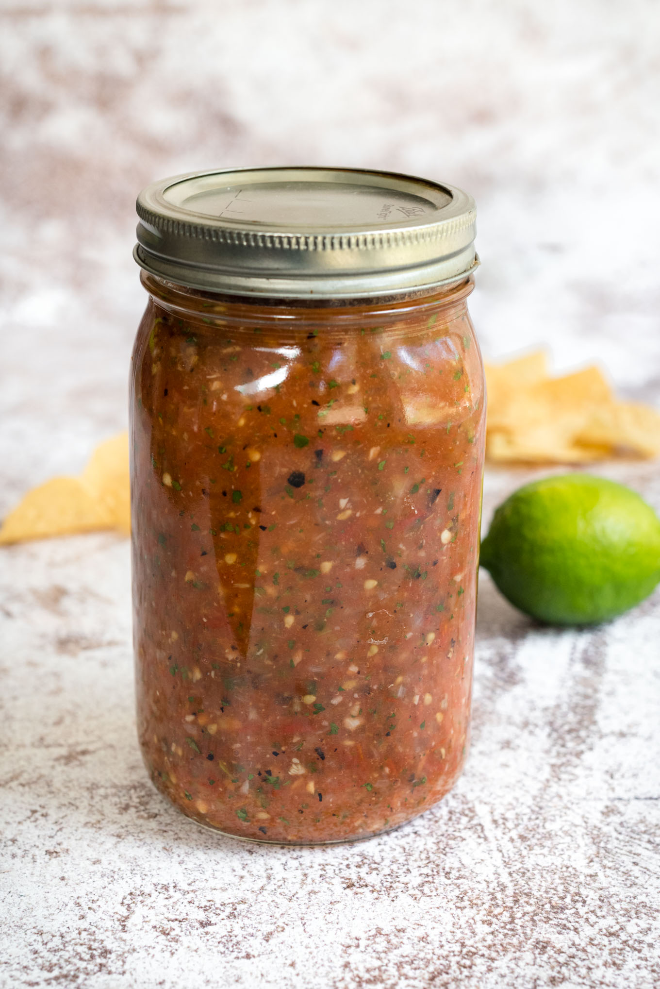 Jar of roasted salsa