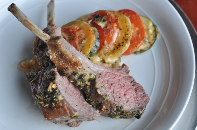 Holiday Meal: Herb Crusted Rack of Lamb & Vegetable Gratin - Nutritious