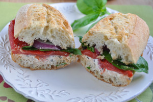 Vegetarian Goat Cheese and Roasted Red Pepper Sandwich
