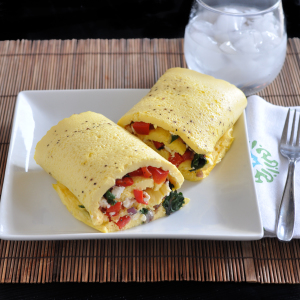 Swiss Chard and Feta Rolled Omelet