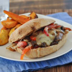 Portobello “Philly Cheese Steak” Sandwich {Vegetarian}