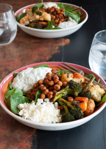 Smoky Roasted Chickpea and Vegetable Salad With Tzatziki Dressing