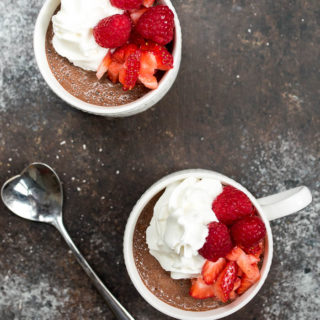 Overnight Chocolate Chia Seed Pudding- 4 simple ingredients and you have this yummy high fiber, high protein, vegan, gluten free breakfast or snack prepped in a few minutes the night before! | www.nutritiouseats.com