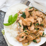 Spicy Thai Basil Chicken | super simple, flavorful and ready in under 20 minutes! You don' have to be an experienced Thai cook to make this Thai inspired dish! | www.nutritiouseats.com