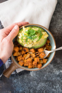 Spiced Sweet Potato Hash with Avocado and Eggs