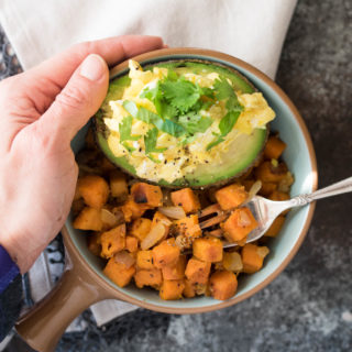 Spiced Sweet Potato Hash with Avocado and Eggs #glutenfree, Whole 30 and Paleo Approved | www.nutritiouseats.com