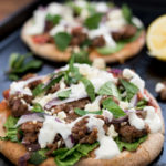 Lamb and Spinach Pita Pizza- flavor packed and ready in under 30 minutes! #thereciperedux #ad | www.nutritiouseats