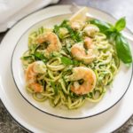 Creamy Basil Zucchini Noodles with Shrimp is a light and healthy dish, naturally gluten free, perfect for those light summer meals.