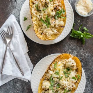 Cheesy Roasted Cauliflower Spaghetti Squash Boats-1