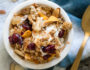 Serve this Easy Homemade Granola with milk, over Greek yogurt or straight from the tin for a healthy breakfast or snack! Made with rolled oats, coconut, seeds, nuts and fruit- the perfect combo!