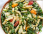 Kale Caesar Pasta Salad is a great vegetarian pasta salad packed with kale, avocado and a simple homemade Caesar dressing.