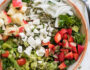 Mixed Green Salad with Strawberry, Apple and Herb Dressing