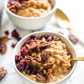 Nothing says fall more than this protein-packed Pumpkin Chai Spiced Oatmeal, gluten free and vegan!